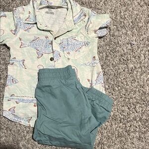 Carter's Fish Print Button-Up (top and bottom set )